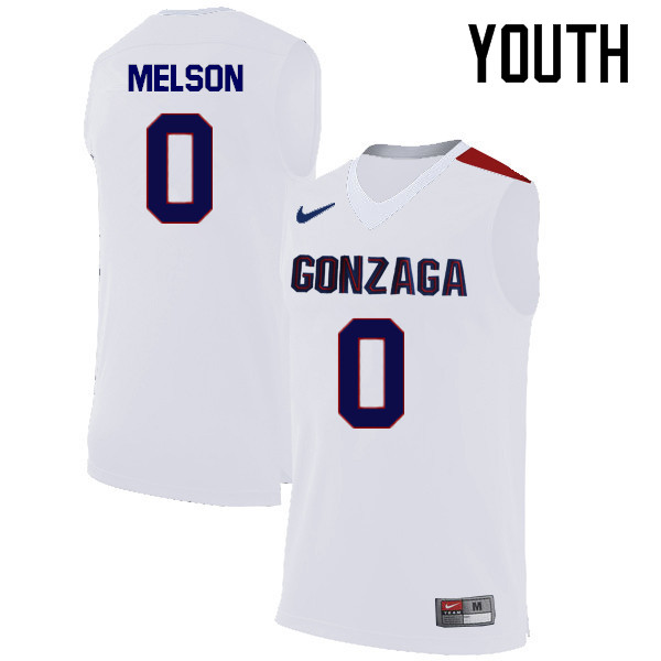 Youth #0 Silas Melson Gonzaga Bulldogs College Basketball Jerseys-White - Click Image to Close